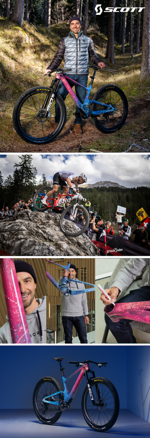 Nino Schurter with his one-of-a-kind SCOTT Spark RC mountain bik