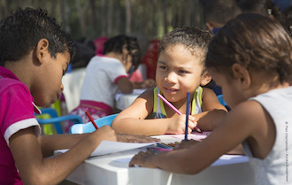 Children during their school lessons